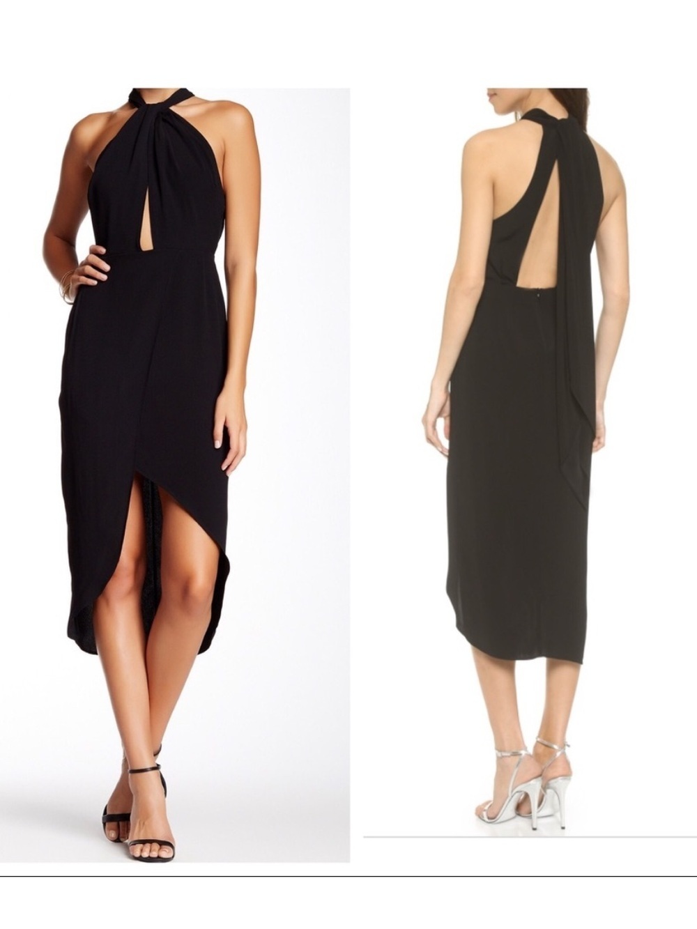 Bec and Bridge Oceanus Wrap Dress Tie Neck Open Back Peep Plunge Elegant Formal